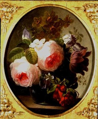 Roser og andre blomster i en vase av Jan van Os
