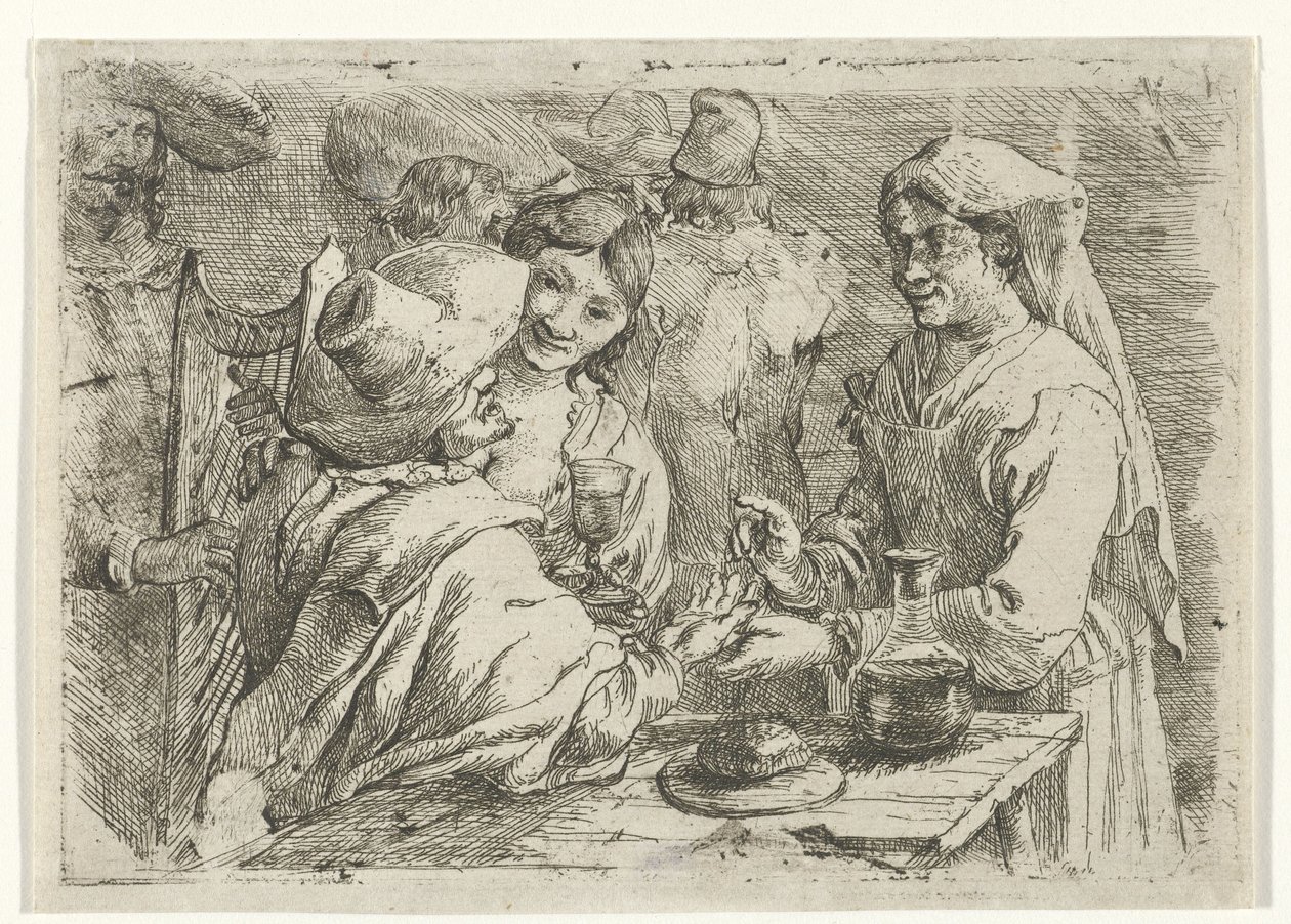 Spåkone med en kunde av Jan van Ossenbeeck