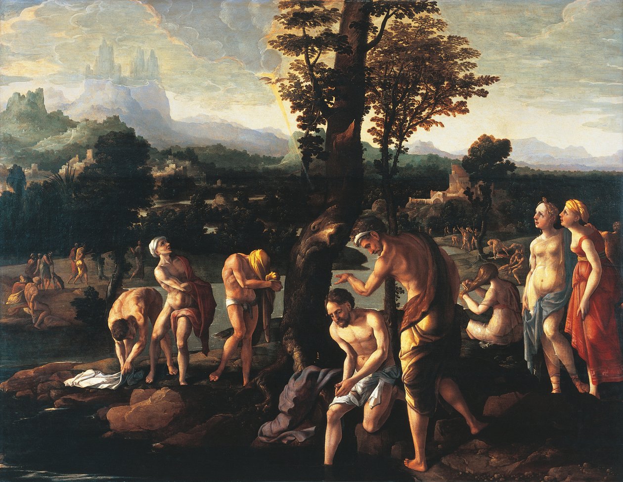 Baptism of Christ, av Jan van Scorel (1495-1562), olje på lerret av Jan van Scorel
