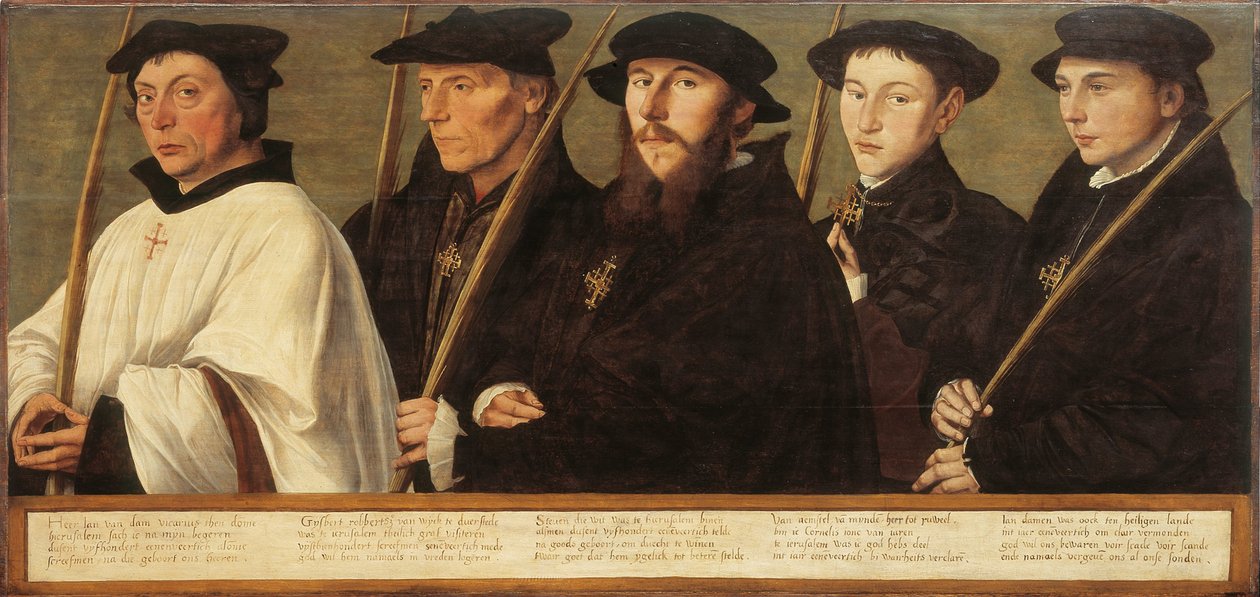 Fem medlemmer av Utrecht Brotherhood of Jerusalem Pilgrims, ca 1541 av Jan van Scorel
