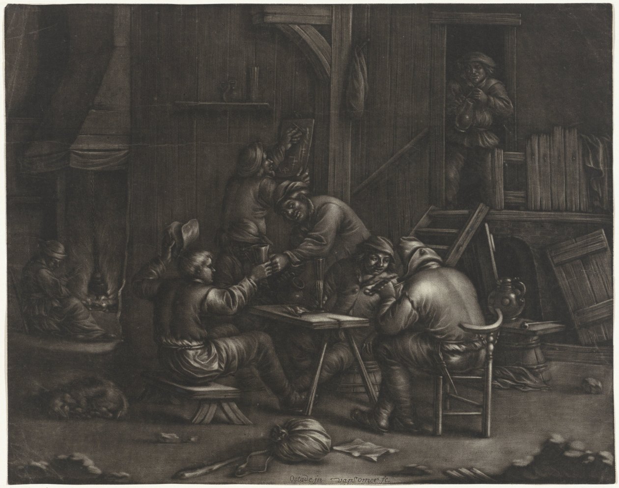 Kro med drikkende menn av Jan van Somer