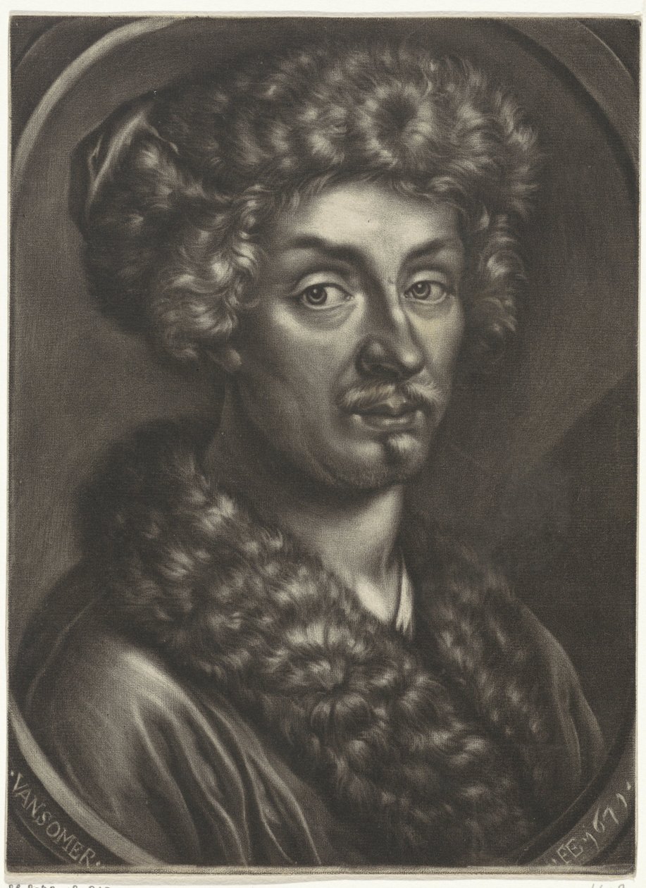 Portrett av en mann med en pelslue av Jan van Somer