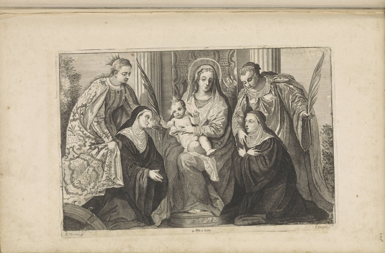 Maria med Kristusbarnet, St. Lucia, St. Katarina av Alexandria og to grunnleggere av Jan van Troyen