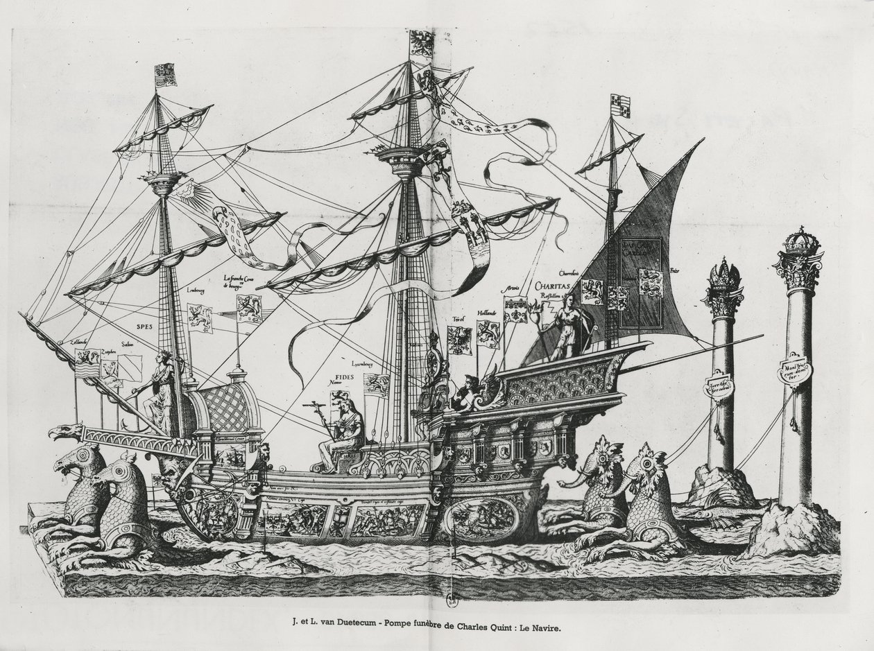 Triumffartøy i begravelsesprosesjonen til keiser Charles V, 1559 av Jan van and Doetechum Doetechum the elder