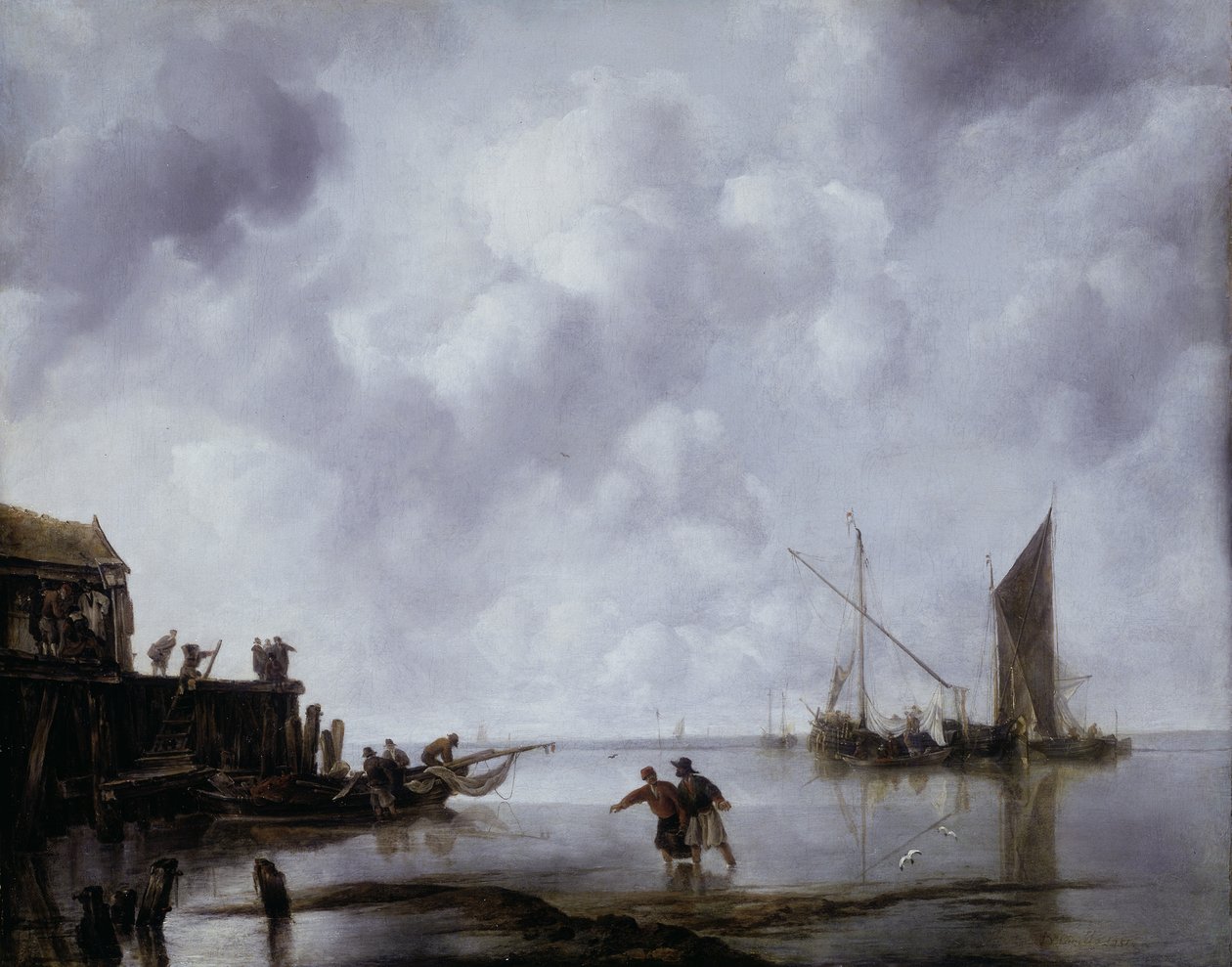 Fiskebåter i ro av Jan van de Capelle or Cappelle