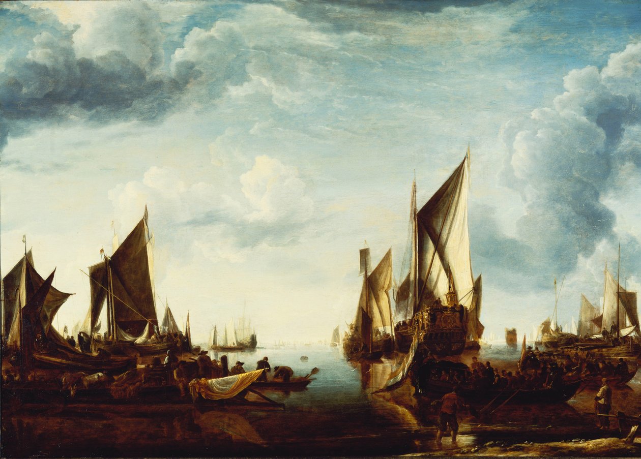 Besøket av stadholderen, prins Frederik Hendrik, til generalstatenes flåte i Dordrecht i 1646, før 1649 av Jan van de Capelle or Cappelle