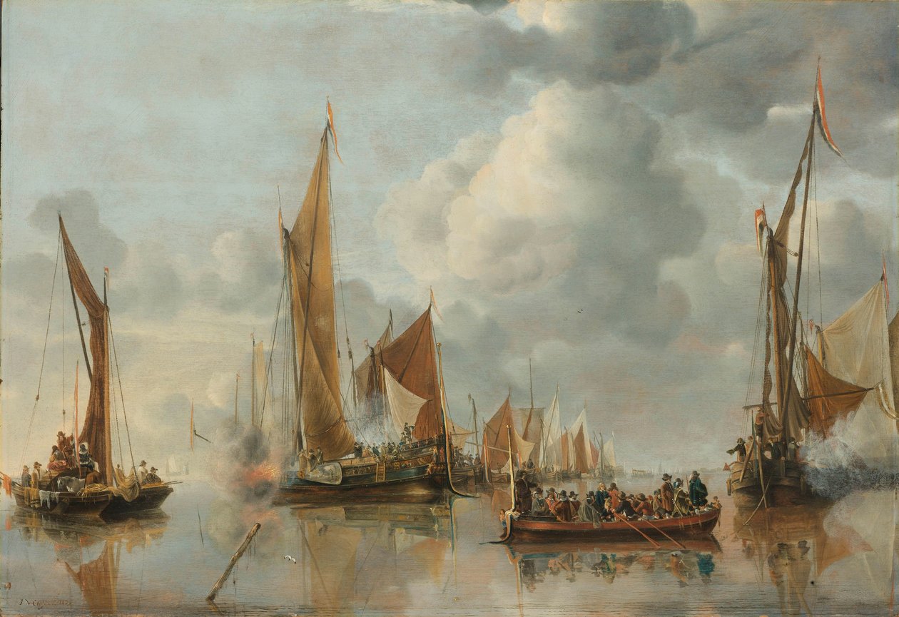 Hjemmeflåten hilser statslekteren av Jan van de Cappelle