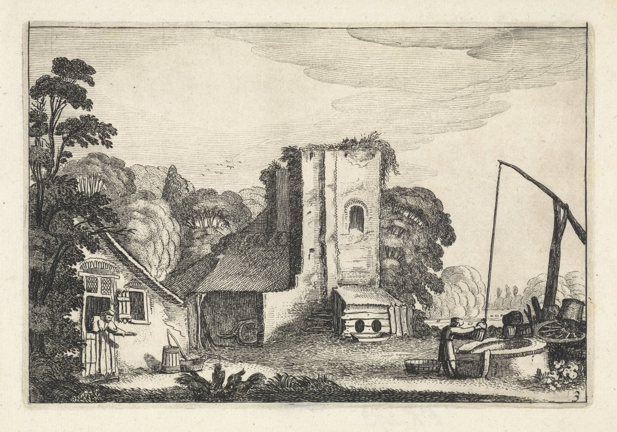 Figurer på et vertshus om natten Landskap (serietittel) Amenissimae aliquot requculae (serietittel) av Jan van de Velde (II)