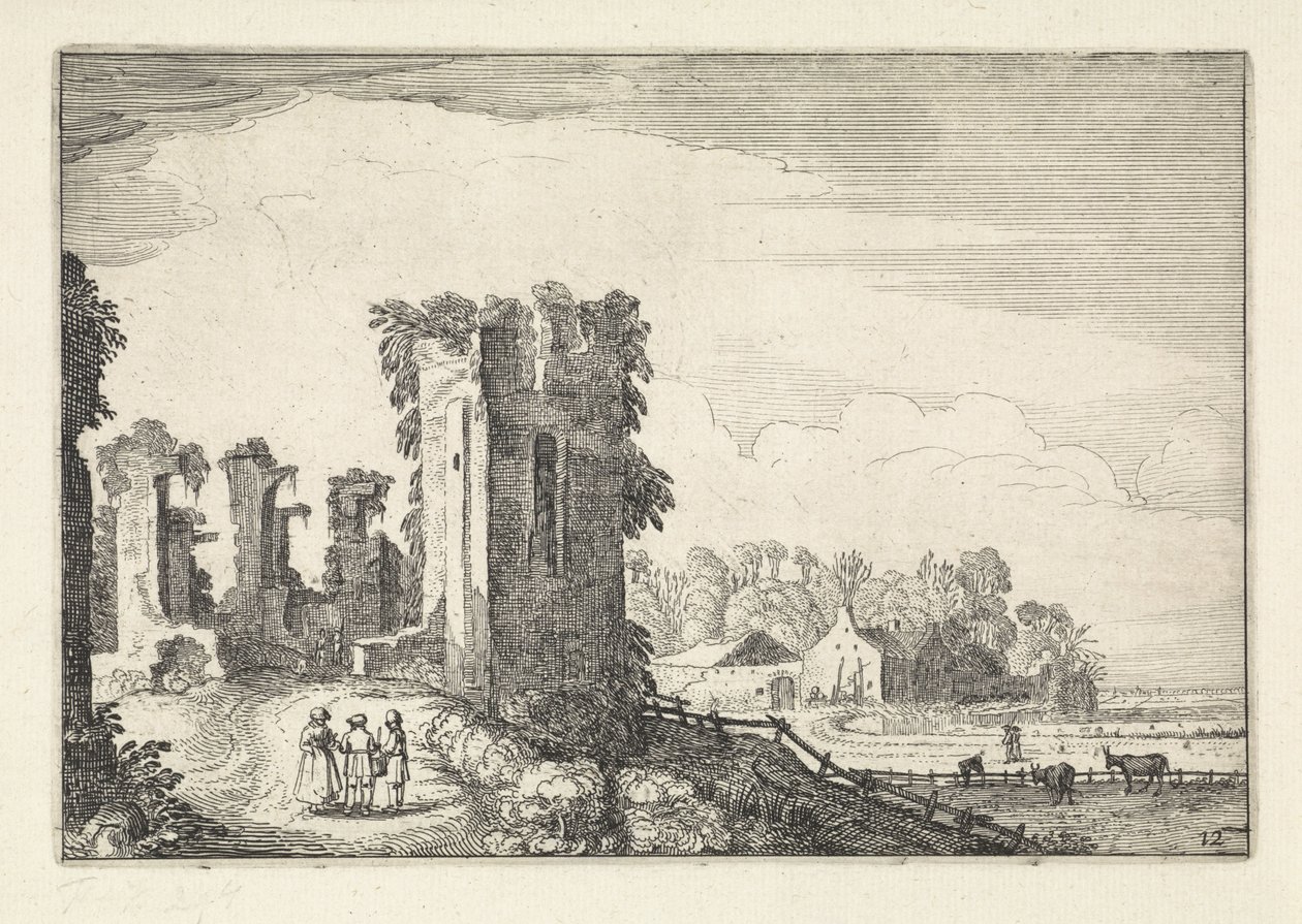 Figurer på Huis ter Kleef nær Haarlem Landskap (serietittel) Amenissimae aliquot requculae (serietittel) av Jan van de Velde (II)