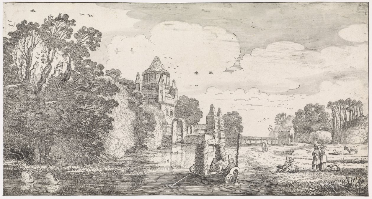 Liten Houtpoort i Haarlem Lekne landskap og underholdende dikt (serietittel) av Jan van de Velde (II)