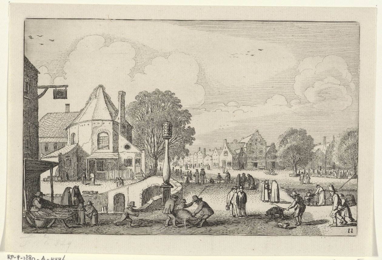 Markedsdag i en by Landskap (serietittel) Amenissimae aliquot requculae (serietittel) av Jan van de Velde (II)