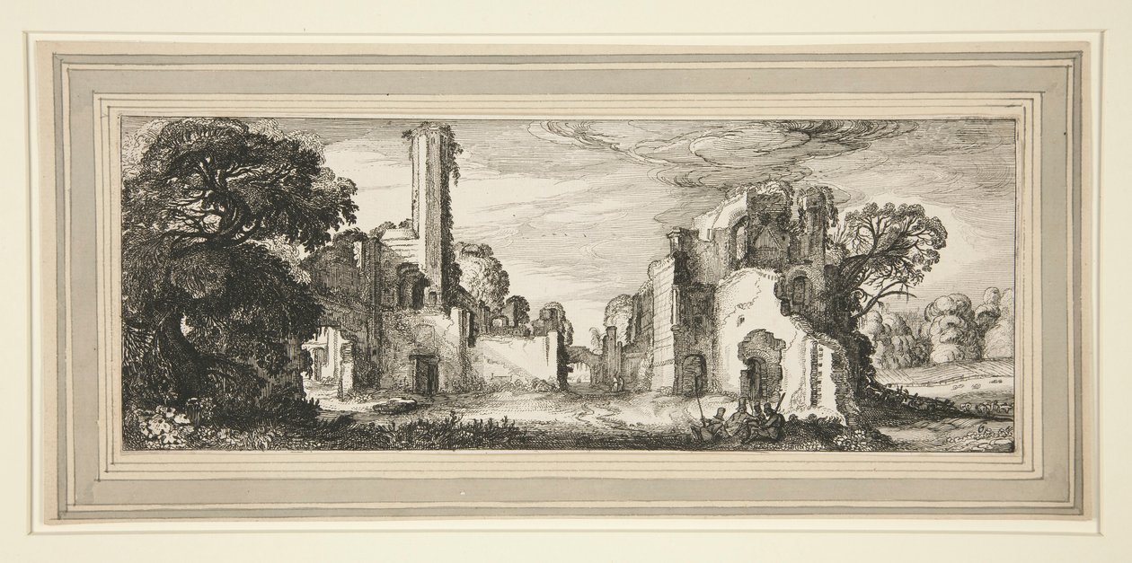 Landskap med et slott i ruiner av Jan van de Velde II