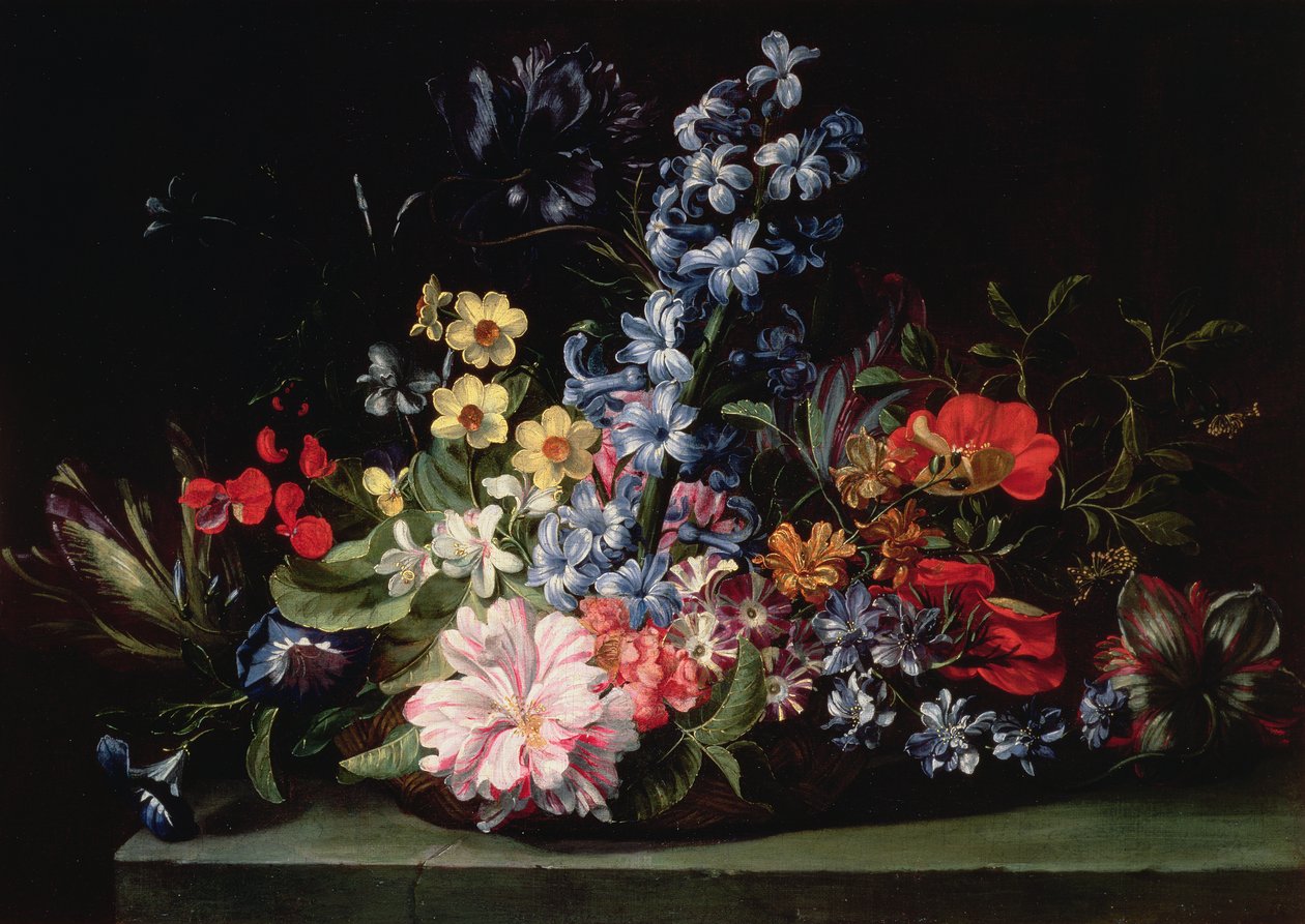 Kurv med blomster av Jan van den Hecke