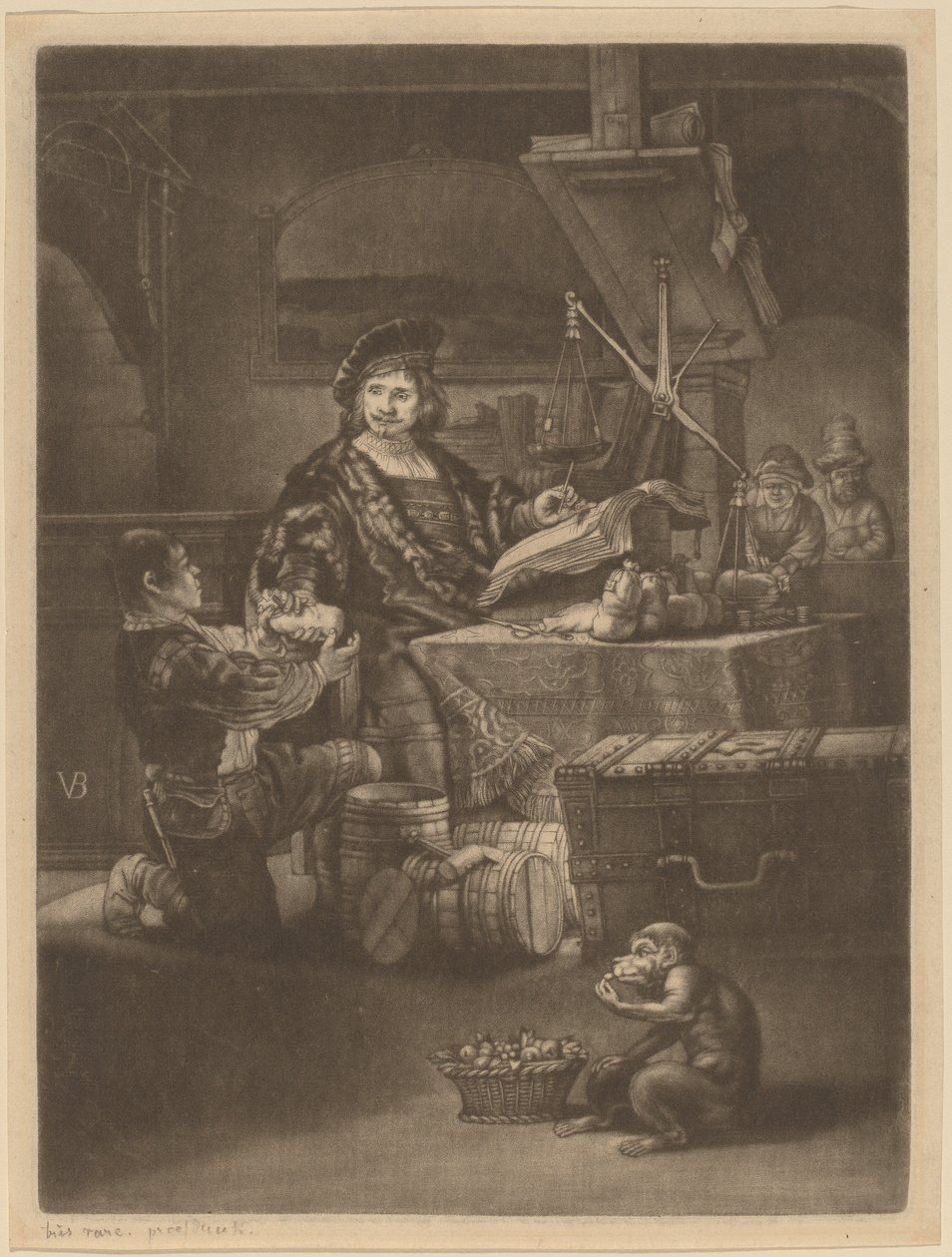 Jan Uytenbogaert av Jan van der Bruggen after Rembrandt van Rijn