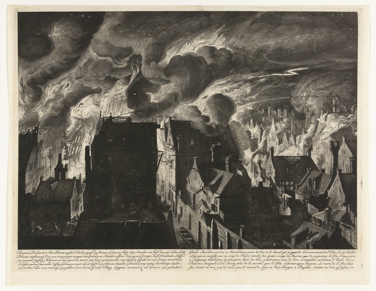 Slukker den kraftige brannen på Elandsgracht, 1679 Swaaren brenner, til Amsterdam, mellom d