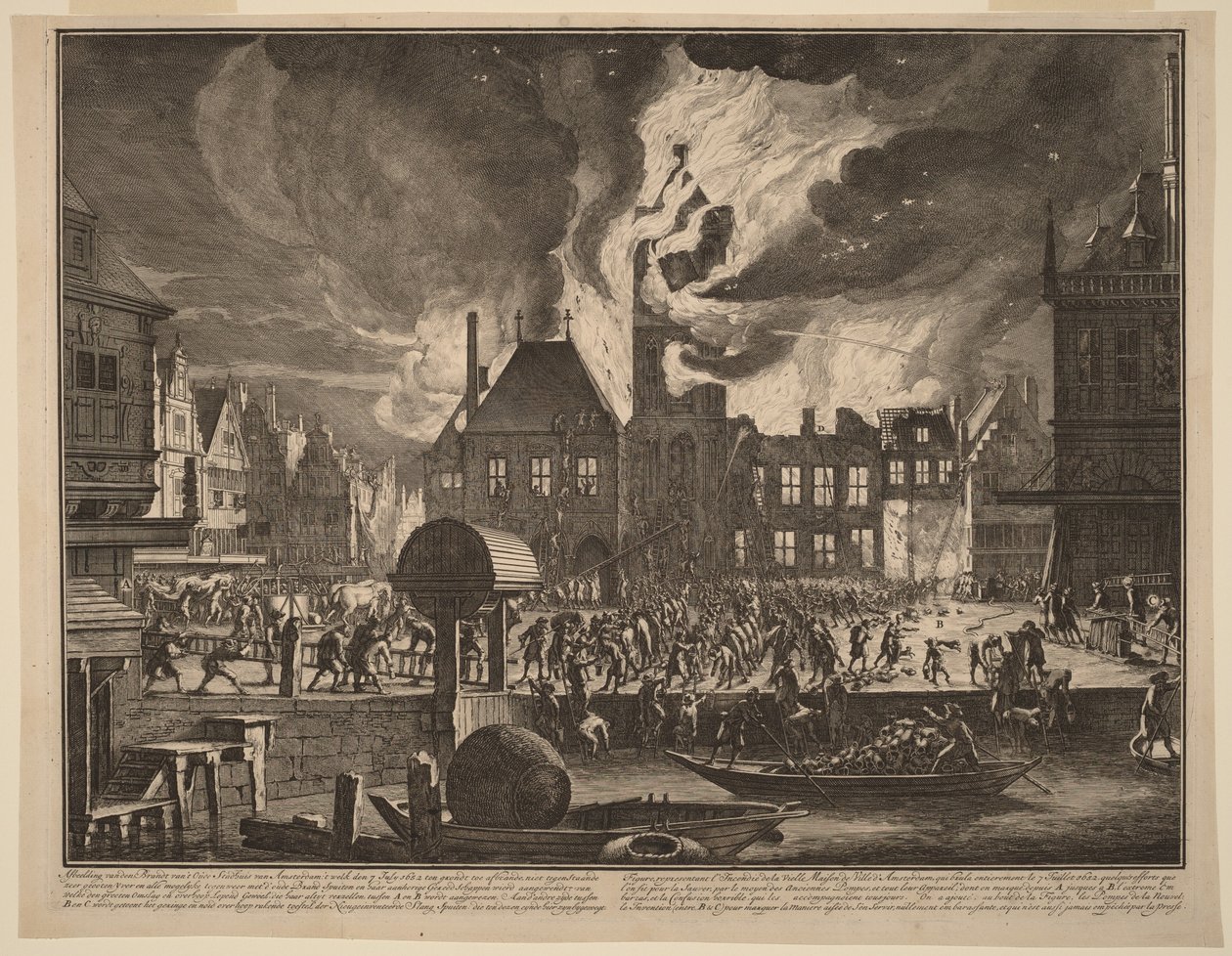 Brannen i det gamle rådhuset i Amsterdam av Jan van der Heyden