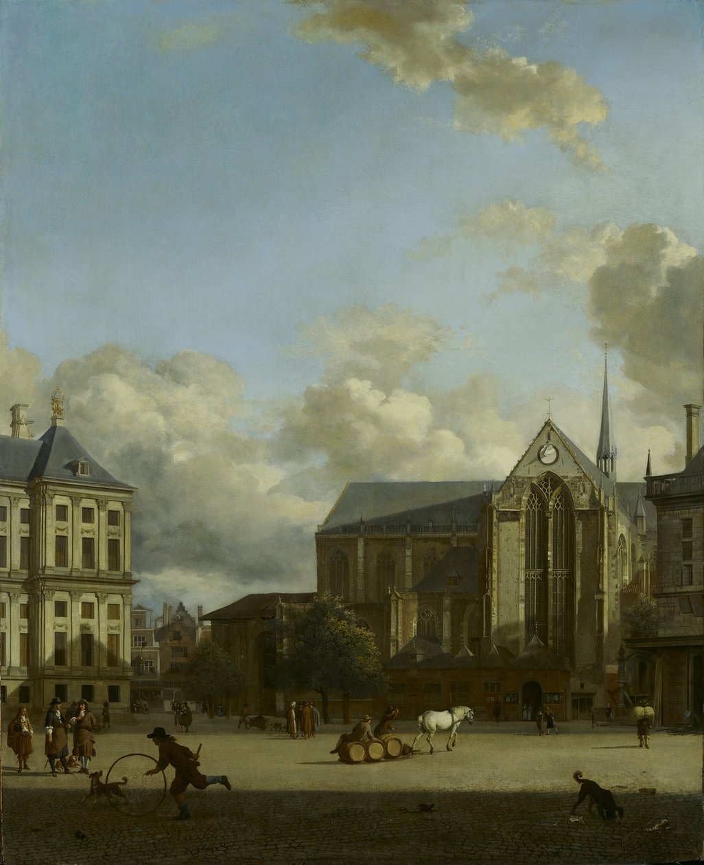 Dam-plassen med den nye kirken av Jan van der Heyden