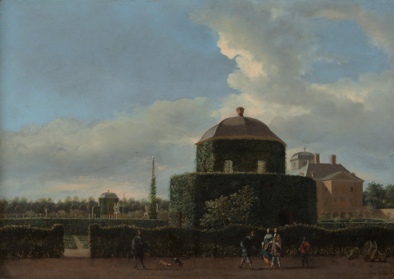 Huis ten Bosch i Haag og dens formelle hageutsikt fra øst, ca. 1668-70. av Jan van der Heyden