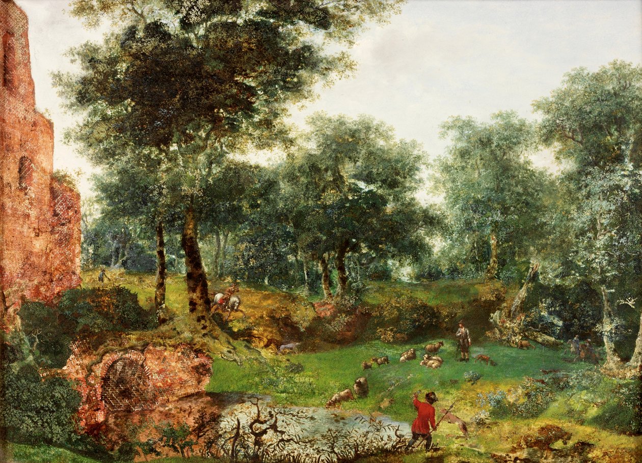 Skoglandskap, ca. 1690-1700 av Jan van der Heyden