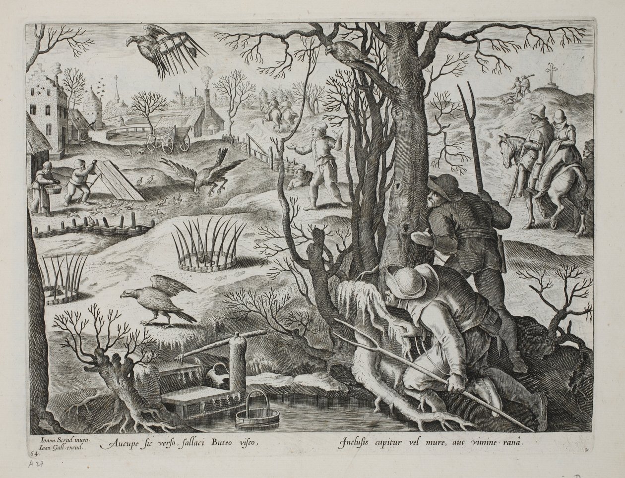 Fuglefangere som bruker feller agnet med rotter for å fange hauker, plate 64, illustrasjon fra 