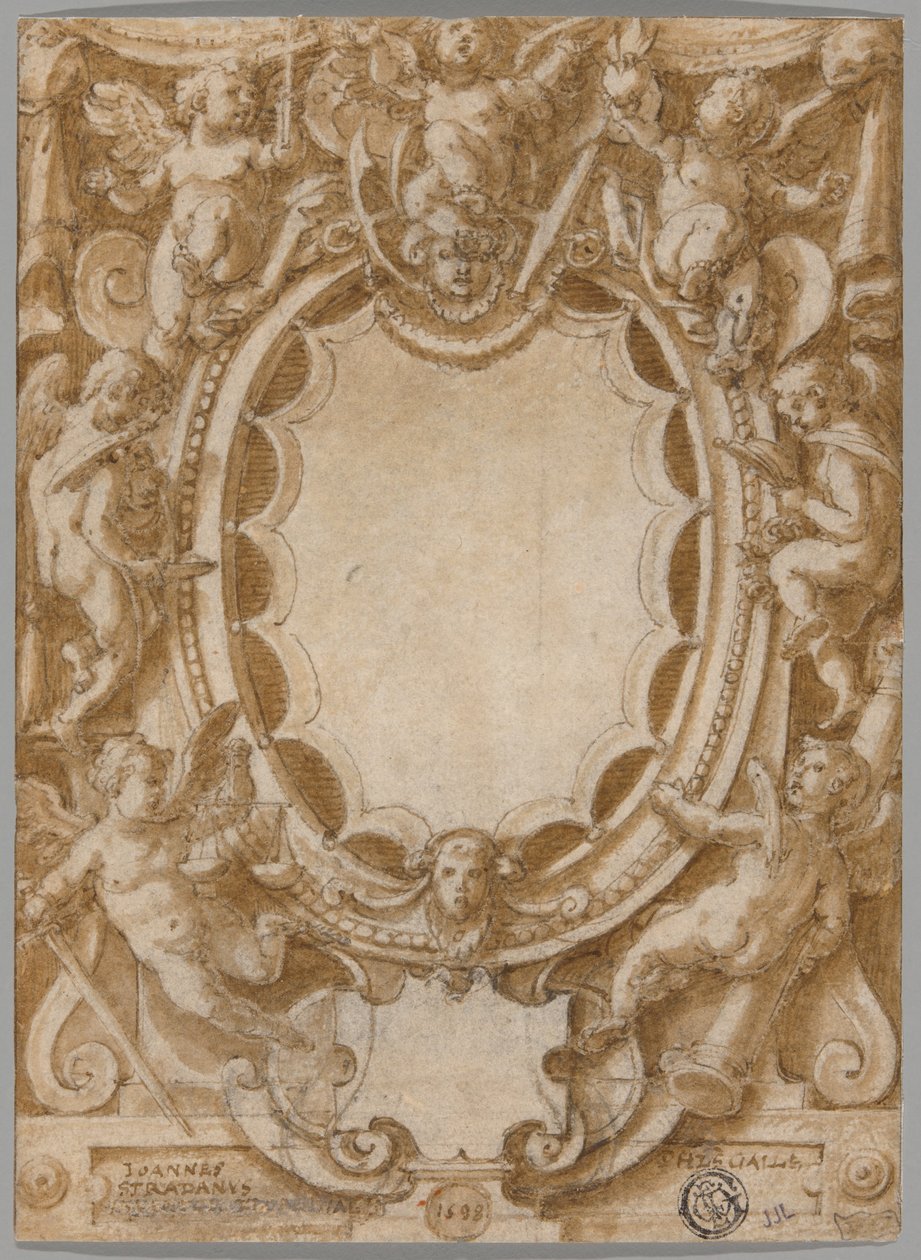 Design for Frontispice til de syv dyder av Jan van der Straet