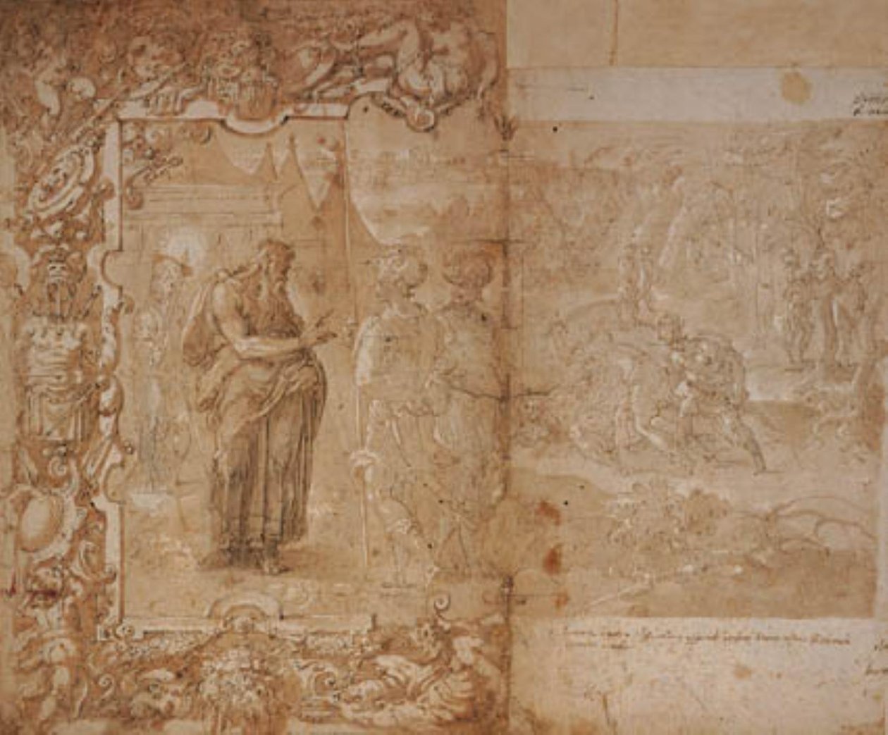 Tegning til et billedvev med historien om Ulysses og Diomedes av Jan van der Straet