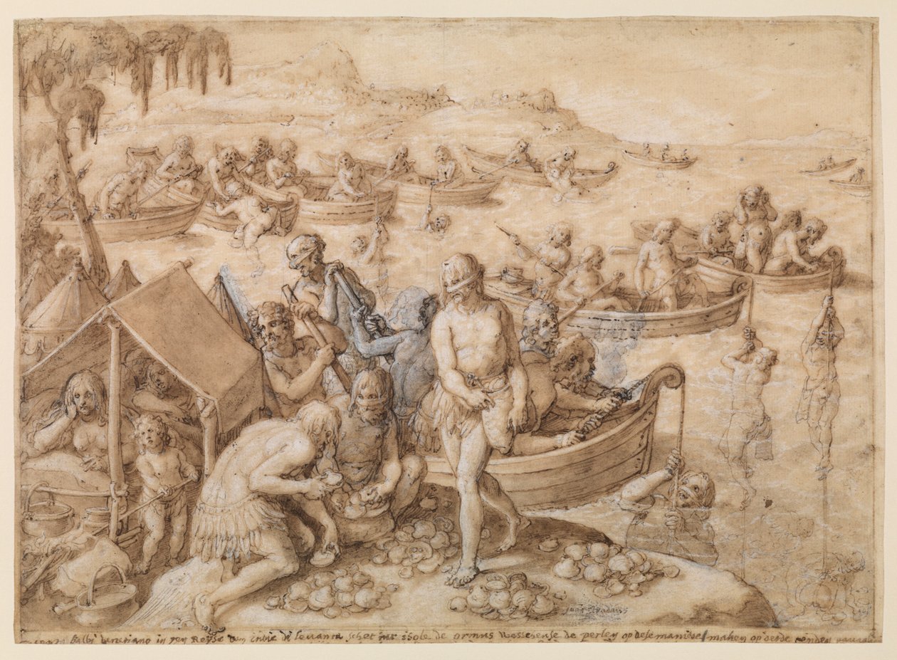 Perledykking, ca. 1596 av Jan van der Straet