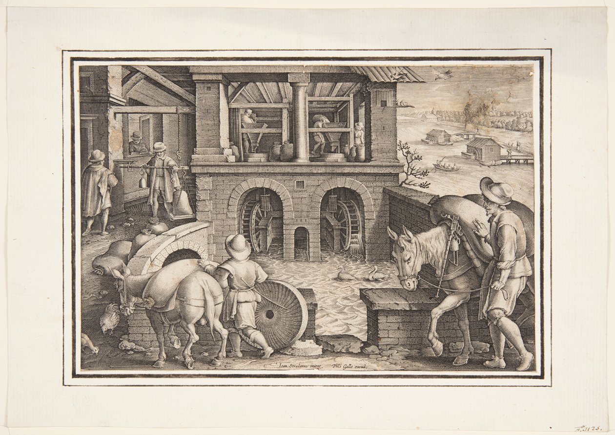 En vannmølle av Jan van der Straet, called Stradanus
