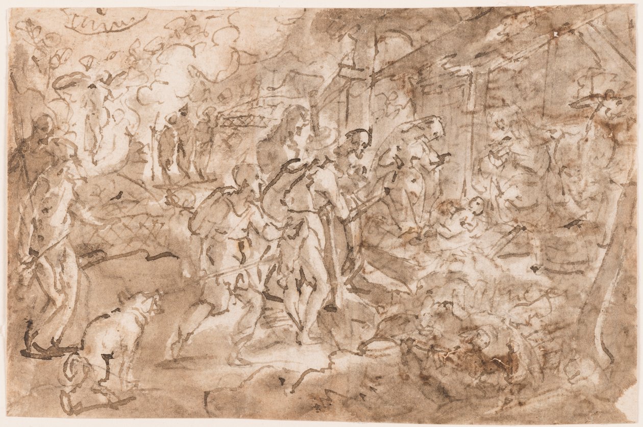 Tilbedelse av hyrdene av Jan van der Straet, called Stradanus