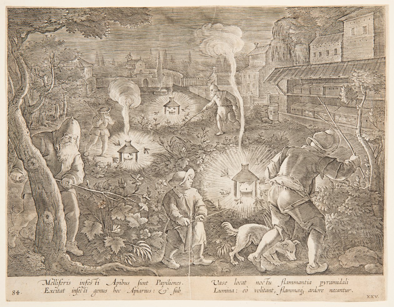 Catching Night Moths, tallerken 25 fra Hunting of Game, Birds and Fish-serien av Jan van der Straet, called Stradanus