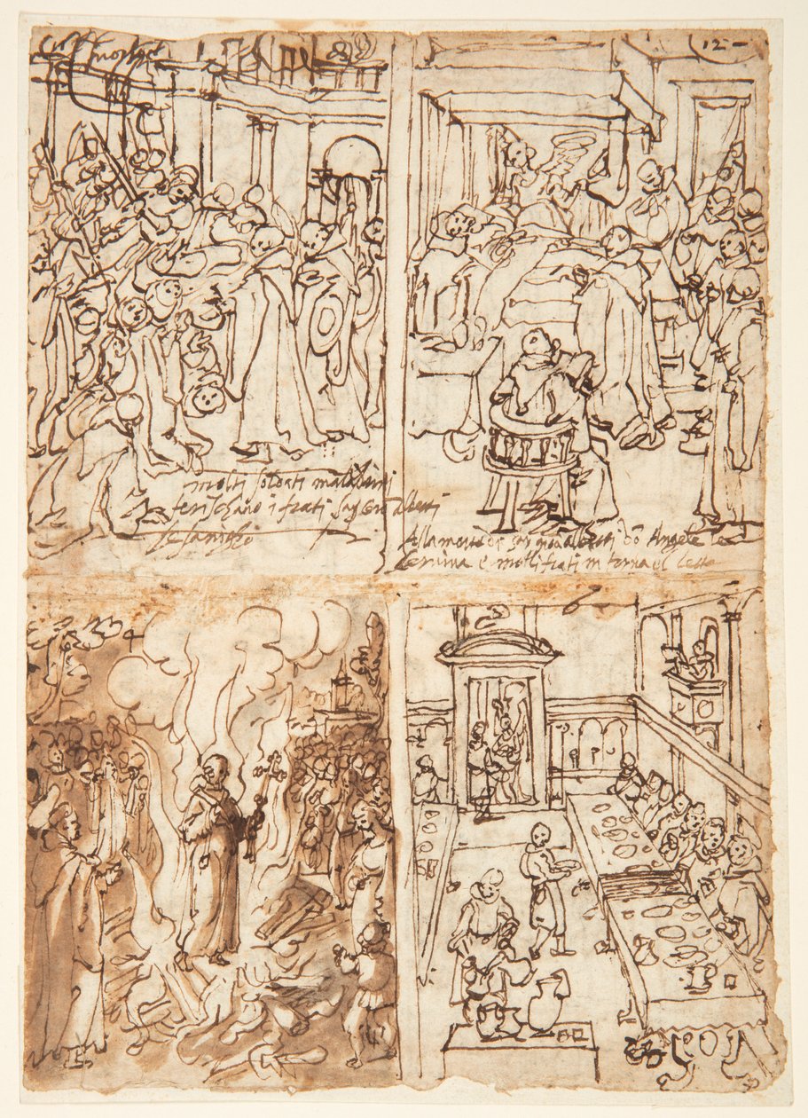 Åtte scener fra livet til San Giovanni Gualberto (recto og verso) av Jan van der Straet, called Stradanus