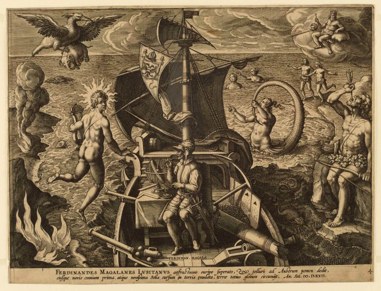 Ferdinand Magellan fra Portugal, plate 4 fra "America Retection" av Jan van der Straet, called Stradanus