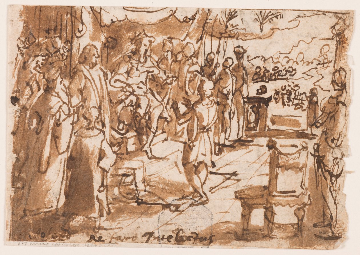 Rekto: Joseph tolker Faraas drømmer, foreløpig design for plate 2, "Spiritus Intellectus" (Intellektets ånd) i serien "Seven Gifts of the Holy Spirit"; Verso: inskripsjon angående trykkserier av "Life of John the Baptist" av Jan van der Straet, called Stradanus