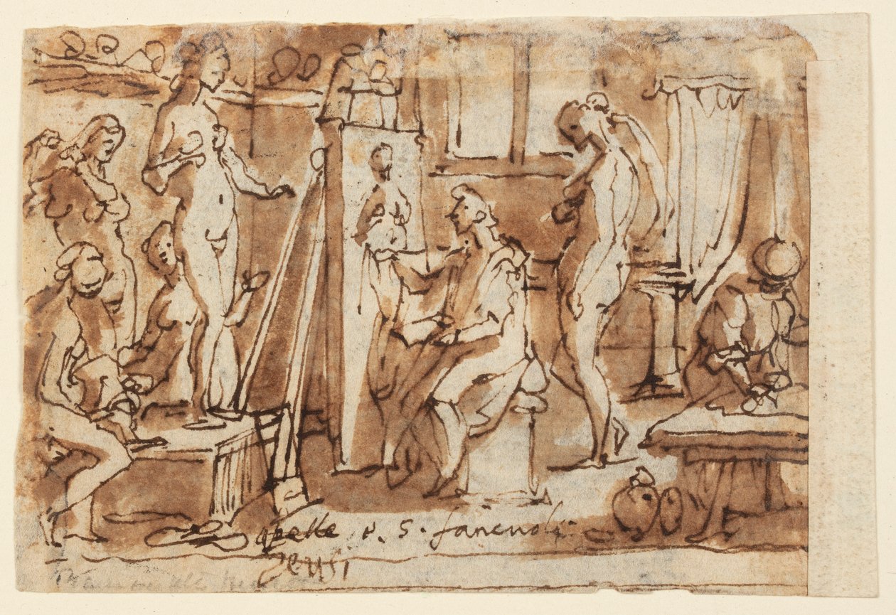 Til høyre: Zeuxis-maleriet Helen; Verso: Se mannen av Jan van der Straet, called Stradanus