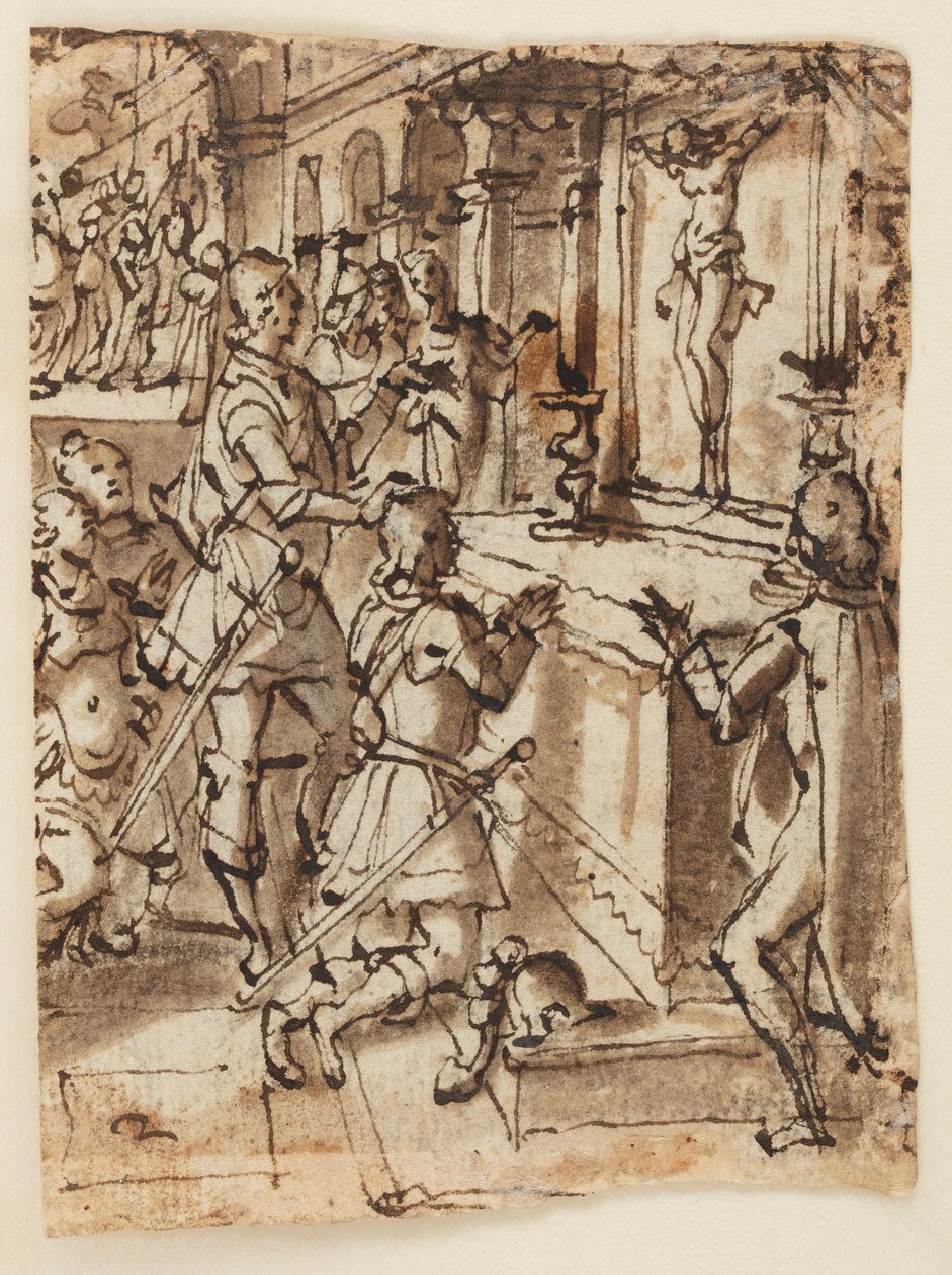Saint Giovanni Gualberto og det mirakuløse krusifikset av Jan van der Straet, called Stradanus