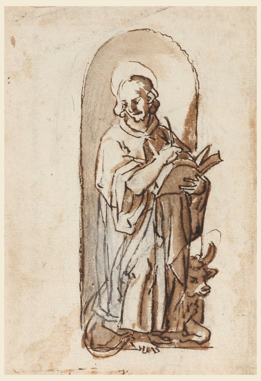 Saint Luke i en nisje av Jan van der Straet, called Stradanus