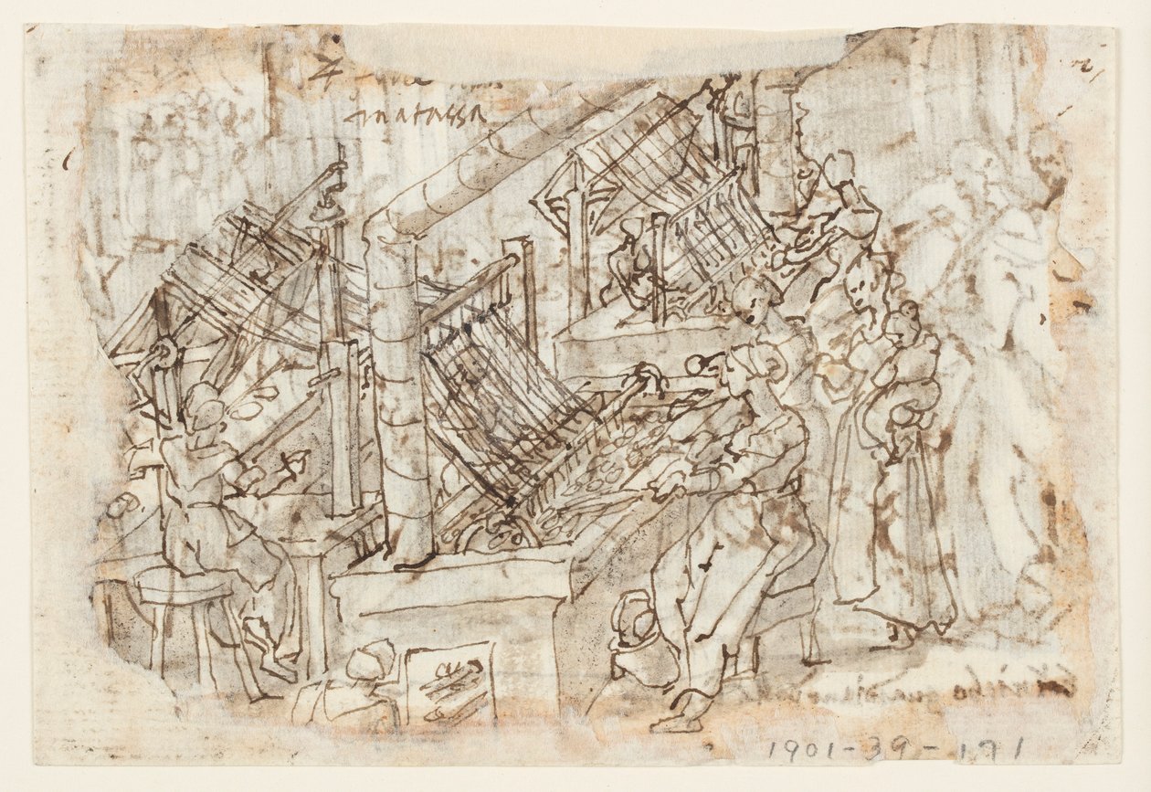 Serikultur, avvikling av kokonger av Jan van der Straet, called Stradanus