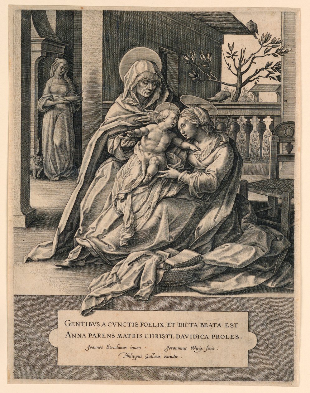 St. Anne, Jomfruen og Kristusbarnet av Jan van der Straet, called Stradanus