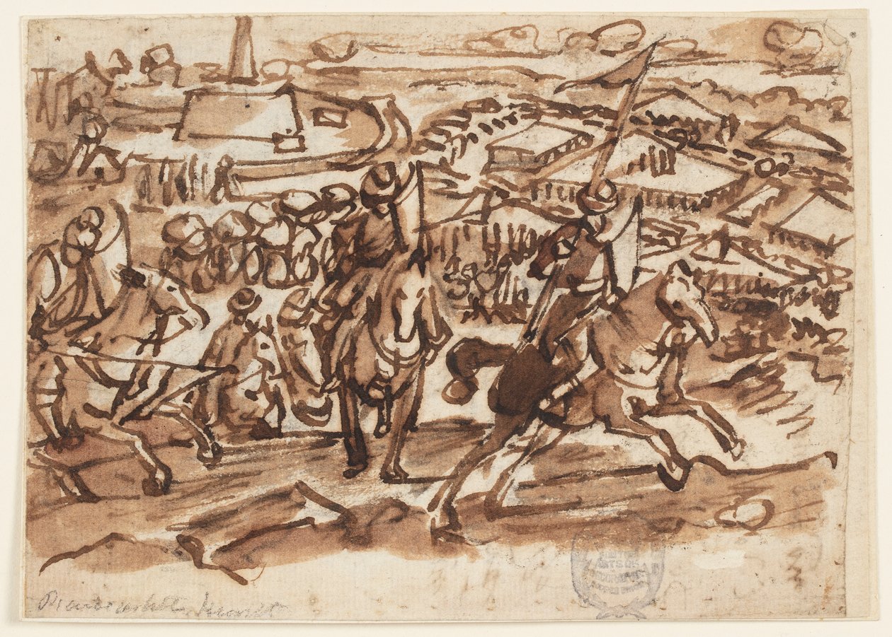 Tyrkernes tilbaketrekning etter beleiringen av Wien i 1529 av Jan van der Straet, called Stradanus