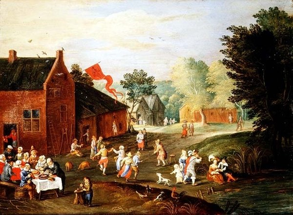 Bønder fester i en landsby av Jan van the Elder Kessel