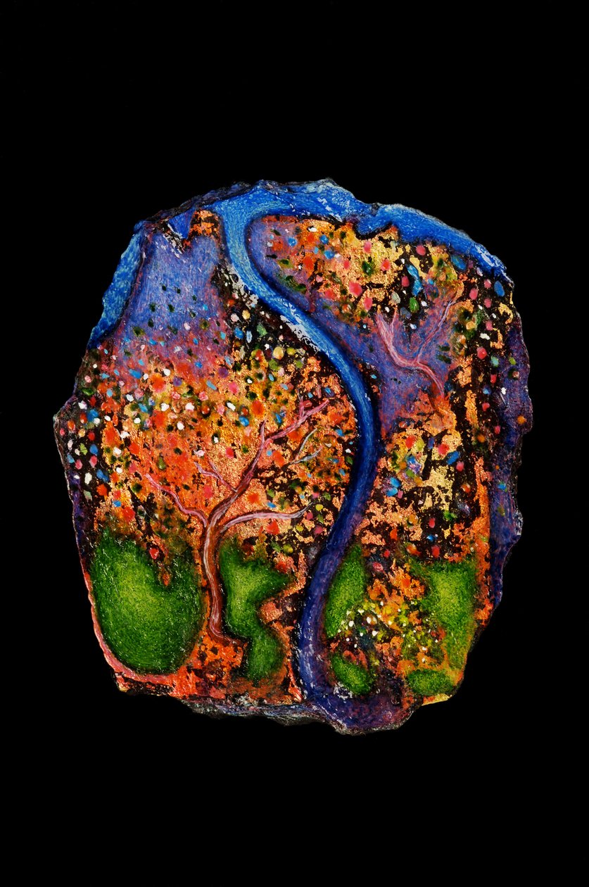 Garden of Eden, 2007 (olje på skifer) av Jane Deakin