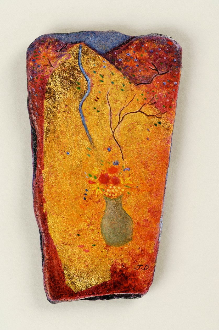 The Golden Mountain, 2006 (olje på skifer) av Jane Deakin