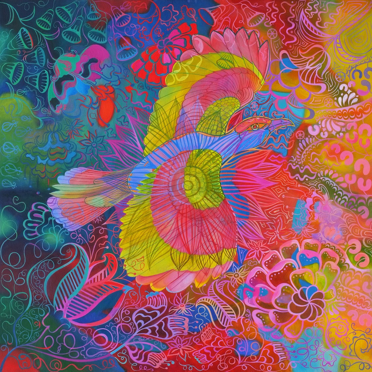 Flyvende indisk rullefugl, 2013, av Jane Tattersfield