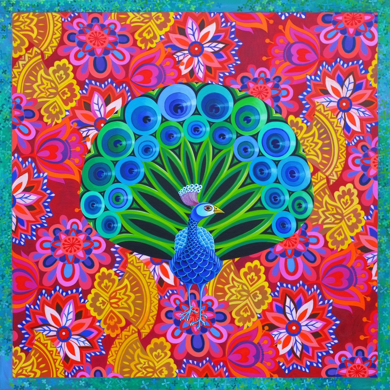 Påfugl og mønster, 2015, av Jane Tattersfield