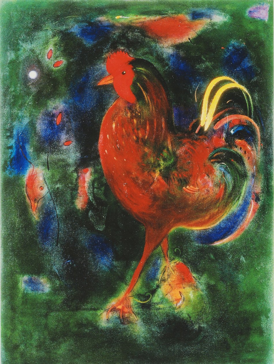 Cockerel, 2005 (giclee-trykk) av Jane Deakin