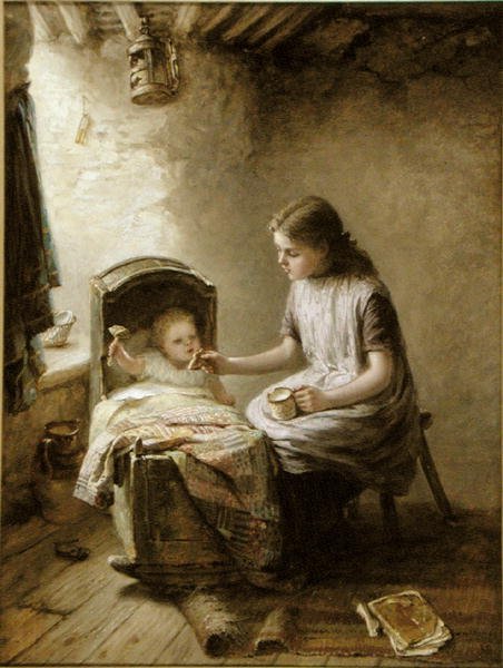 Tea Time (olje på lerret) av Jane Maria Bowkett