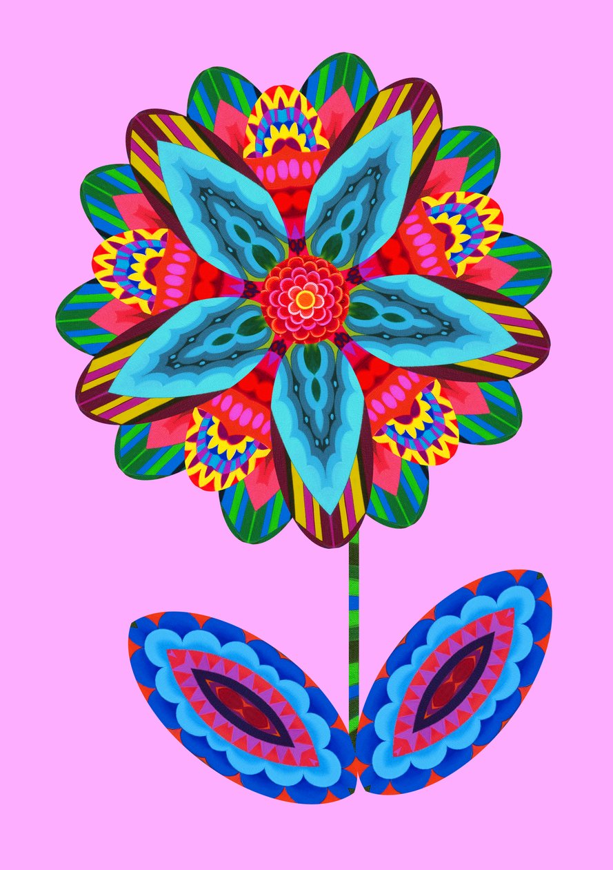 Blomsterutklipp på rosa, 2020 av Jane Tattersfield