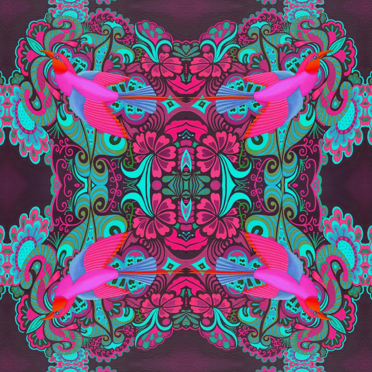 Flyvende fuglemønster rødbrun, 2015, av Jane Tattersfield