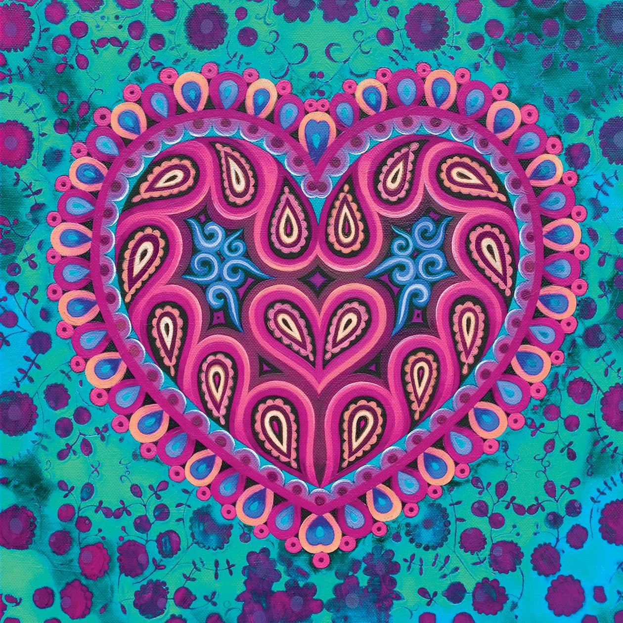 Folk Heart on green, 2016, av Jane Tattersfield
