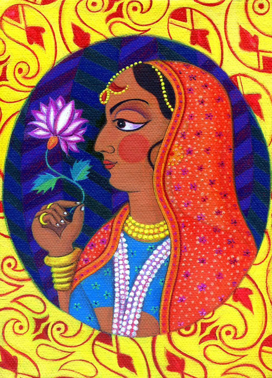 Maharani med hvit og rosa blomst, 2011, av Jane Tattersfield
